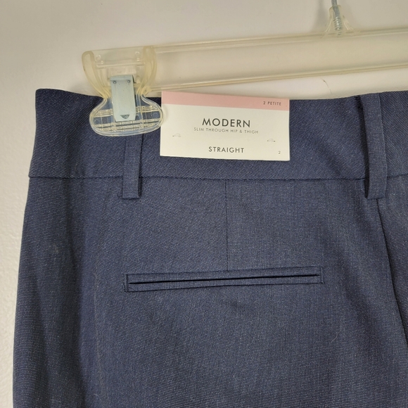 Ann Taylor Factory Navy Blue Modern Fit Trouser Straight-Leg Slim 2P Dress Pants - Picture 5 of 12
